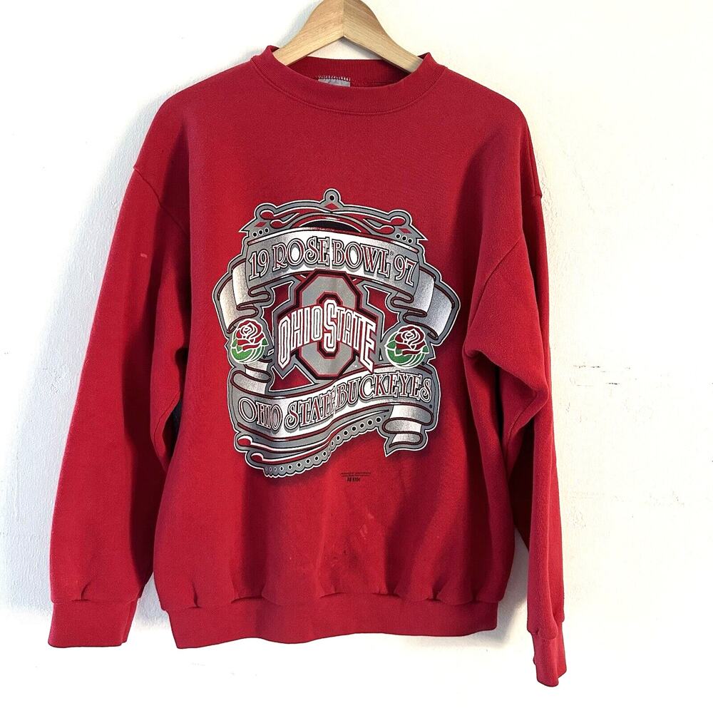 VTG Logo 7 Ohio State Buckeyes 1997 Rose Bowl Red Sweatshirt Adult‎ Size Large